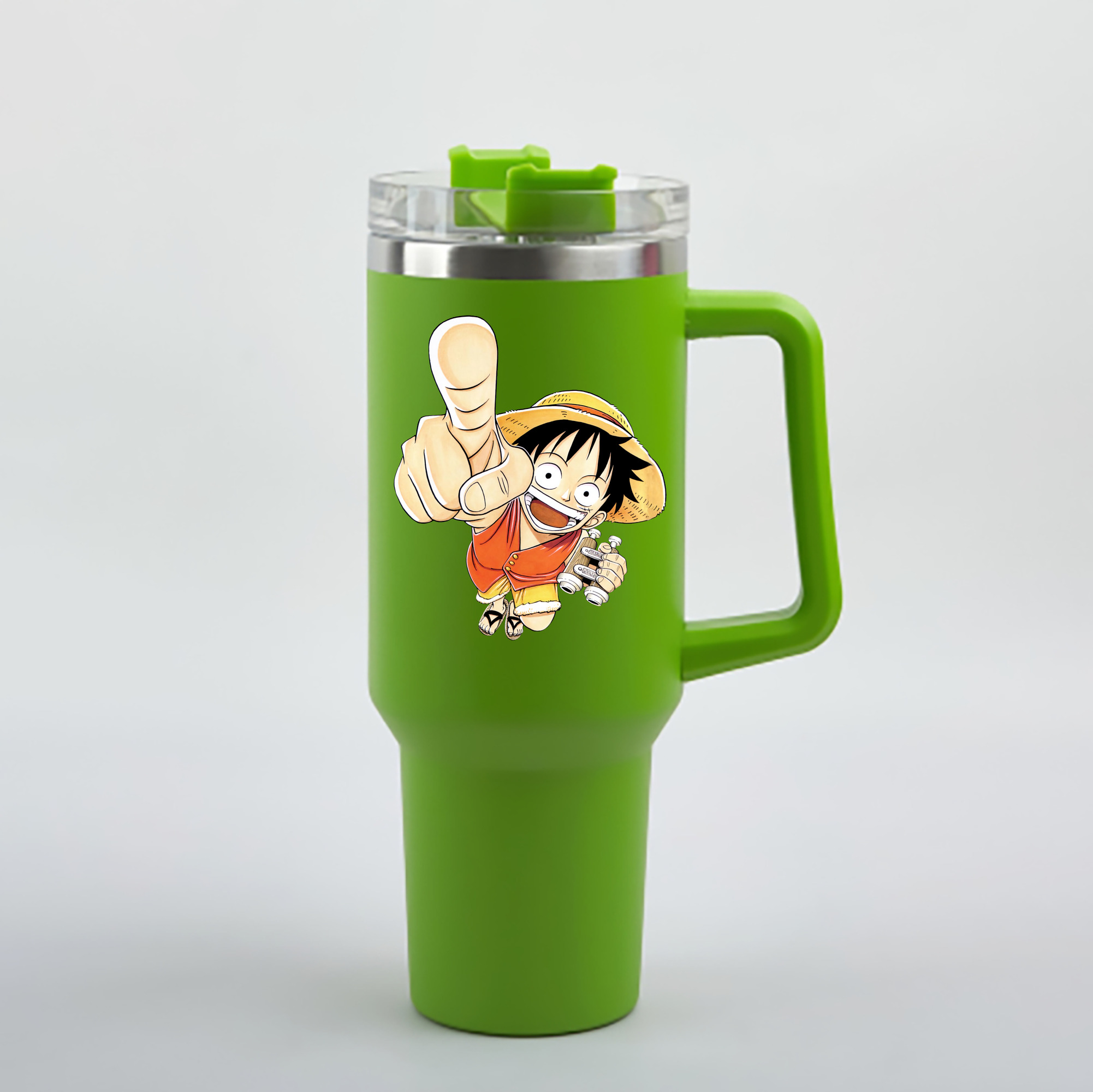 ワンピース モンキー・D・ルフィ ONE PIECE Monkey D. Luffy 1200mL車用タンブラー - クリスタルステッカー（プラスチックストロー付き）